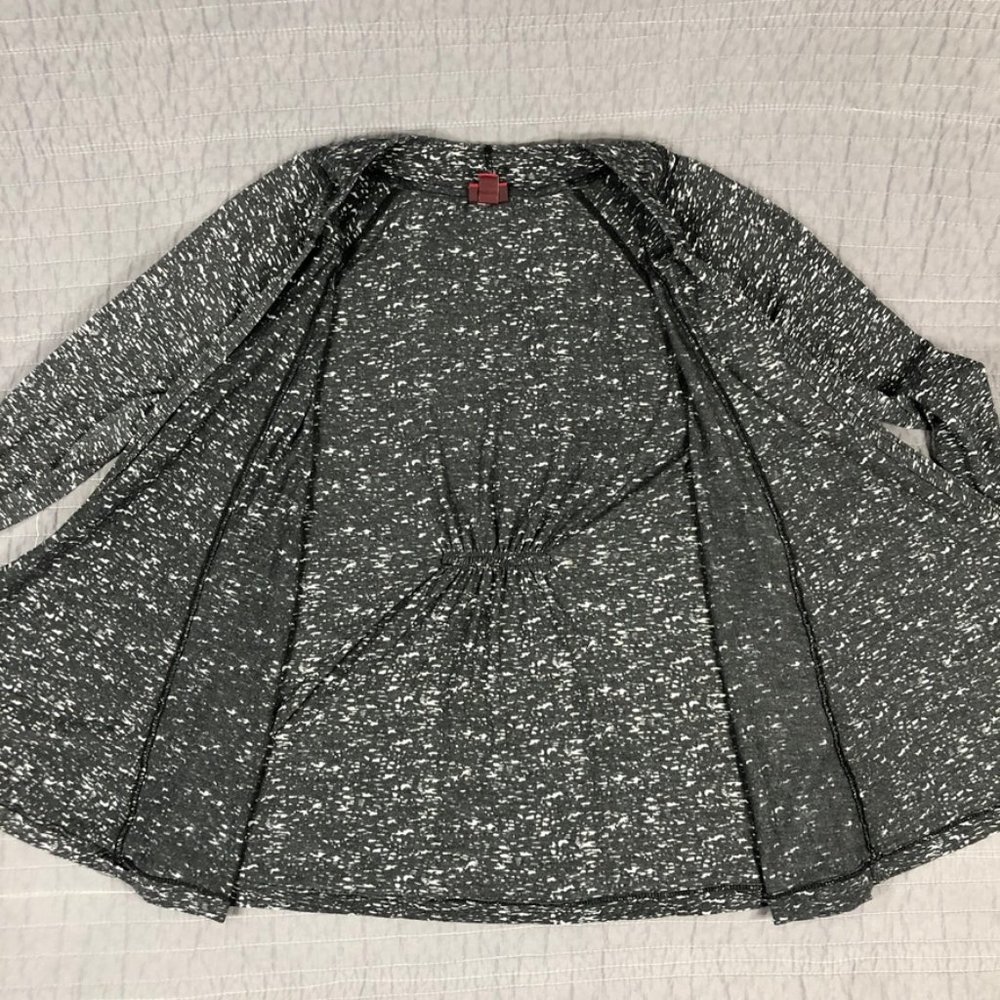4/$15 Waterfall Cardigan Women Large Black Heather T Shirt Knit Waterfall Jacket - Picture 2 of 16